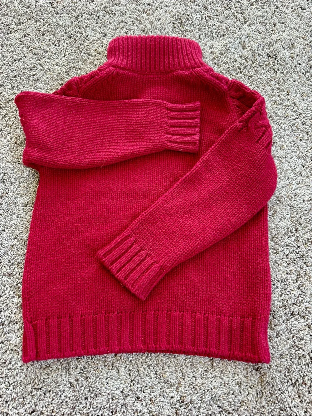 Boys gap Cozy Red Cable-Knit Sweater with Buttoned sherpa Neck and patched elbow